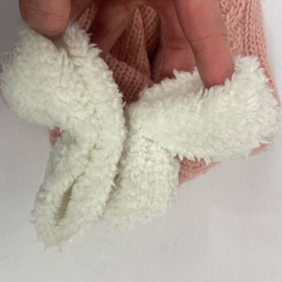 NEW‎ Nordstrom Girls Pink Cable Knit Fleece Lined Mittens Grip New Without Tags - Picture 8 of 8